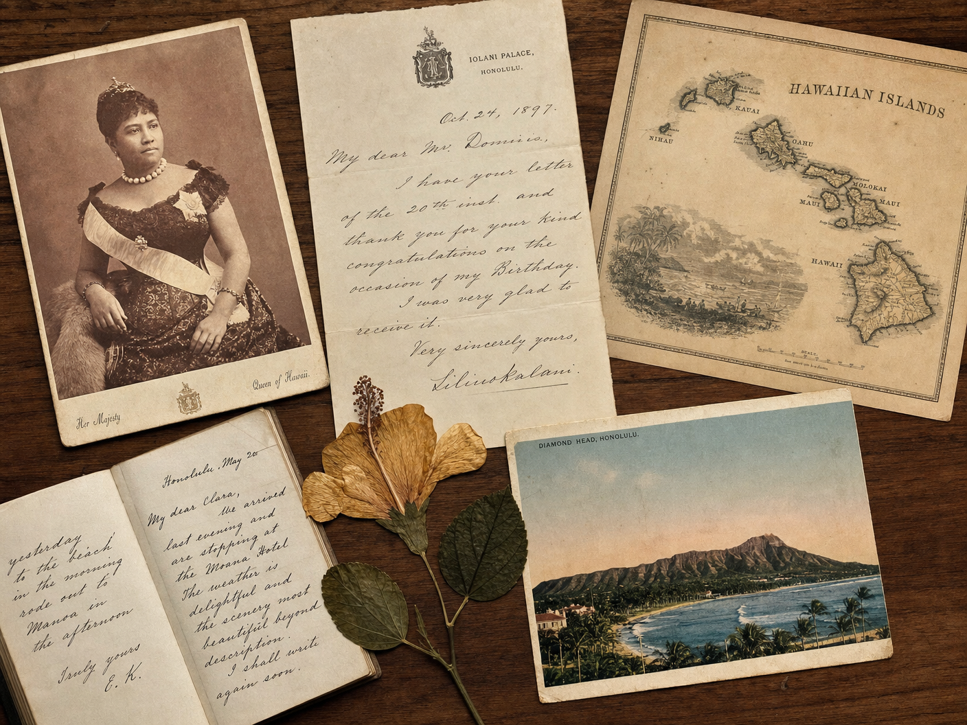 Sample archival Hawaiian documents and photographs